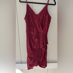NWT Grace Karin Red Asymmetrical Sequin Dress